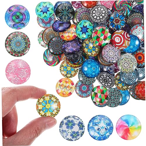 ULTECHNOVO 120 Stück Mischfarben Runde Cabochons für Diy Schmuckzubehör für Ohrringe und Schlüsselanhänger ohne Kleber Vielseitig Einsetzbar für Hochzeiten und Dekoration von ULTECHNOVO