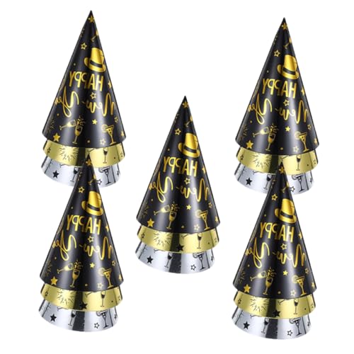 ULTECHNOVO 15 Stück Silvester Partyhüte Dekorationen Geburtstagshüte Neujahrshut Modischer Hut Silvesterparty Zubehör Hat Kegelförmige Partyhüte Silvesterhüte Happy New Years Eve von ULTECHNOVO
