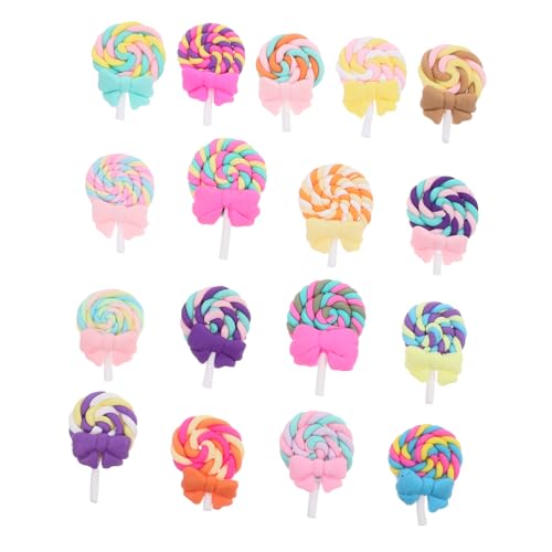 ULTECHNOVO 17 Stück Teiliges Niedlicher Polymer Clay Lollipop Charms Realistische Flache Perlen für Diy Scrapbooking Schmuckherstellung und Fotodekoration mit Charmantem Fliegengewicht Design von ULTECHNOVO