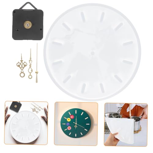 ULTECHNOVO 1Satz DIY Silikonform für Wanduhr Epoxidharz Gussform mit Uhrwerk und Zeigern Langlebig Flexibel für Herstellung Eigener Taktplatten und Uhrenzubehör von ULTECHNOVO