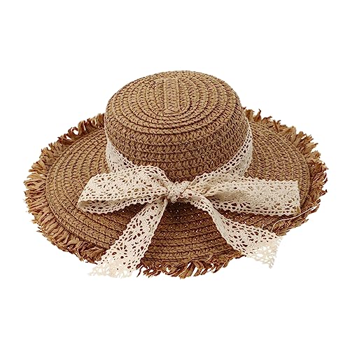ULTECHNOVO Lace Straw Hat Doll Ornament Praktische Puppenhut-dekoration Mit Schleife Für Diy Puppenkleider Karierter Langlebig Und Für Sammler Und Geschenkideen von ULTECHNOVO