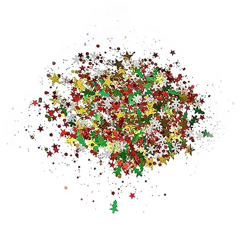 ULTECHNOVO 2 Packungen Weihnachts-glitzer-pailletten Buntes Konfetti für DIY Basteln Party Tischdeko Kreative Weihnachtsdeko für Festliche Tannenbaum Partygestaltung Zufällige von ULTECHNOVO