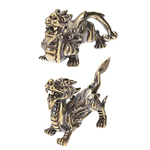 ULTECHNOVO 2 Stück Messing Drachen Dekorationen Tischdekoration Feng Shui Kunsthandwerk Kreatives Haushaltsornament für Zuhause Schreibtischschmuck von ULTECHNOVO
