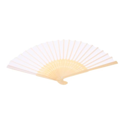 ULTECHNOVO 2 Stück Faltbarer Handfächer für Damen Vintage Japanischer Fächer als Hochzeitsgeschenk für Tanzaufführungen mit Praktischem Netzbeutel Weiß von ULTECHNOVO