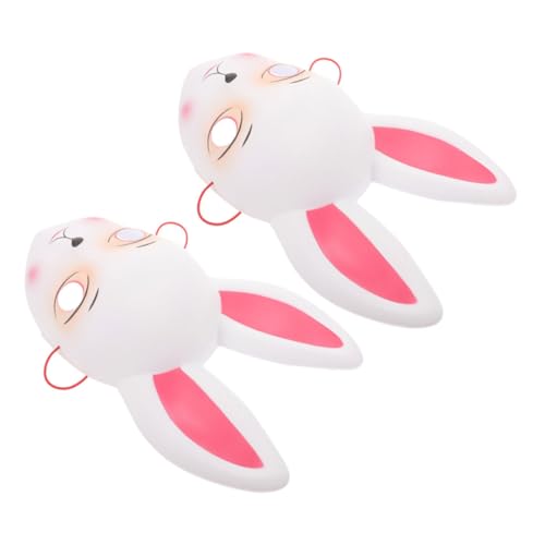 ULTECHNOVO 2 Stück Hasenmaske Vintage Halloween-maske Simulations -kaninchenmaske Kaninchen-gesichtsmaske Tier-maskerade-maske Halloween-partymaske Hasenkostüm Maske Cartoonmaske Weiß Plastik von ULTECHNOVO