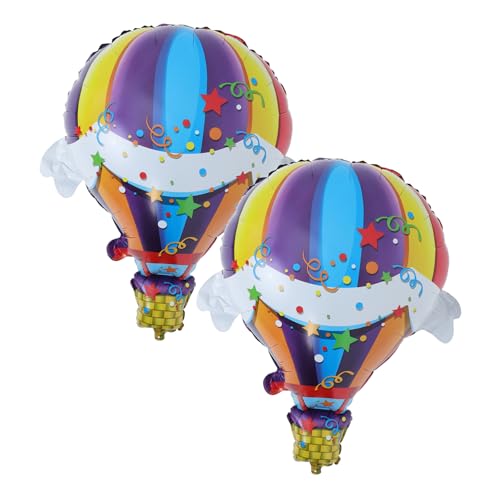 ULTECHNOVO 2 Stück Heißluftballon Reise-party-ballons Folienballons Alles Zum Geburtstag Dekorationen Regenbogen-partydekorationen Aluminiumfolie von ULTECHNOVO