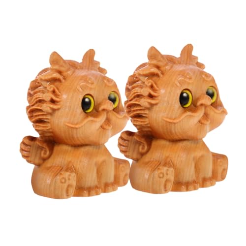 ULTECHNOVO 2 Stück Holzfigur Handgeschnitzte Tierornamente Feng Shui Deko aus Holz für Wohnzimmer Garten Auto Langlebige Holzskulpturen für Rustikale und Moderne Einrichtung von ULTECHNOVO