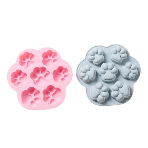 ULTECHNOVO 2 Stück Katzenpfoten Silikonformen DIY Backformen für Mousse Pudding und Seifen Blau Antihaftende Backutensilien für Kreative Desserts und Handarbeiten von ULTECHNOVO
