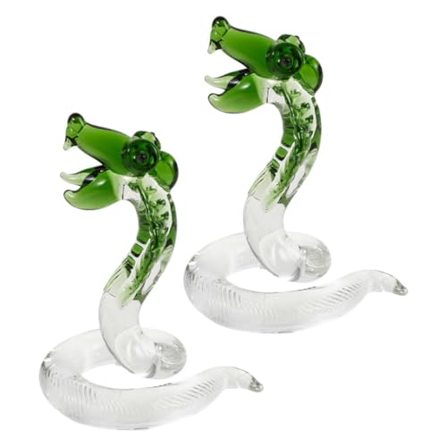 ULTECHNOVO 2 Stück Schlangen-Ornamente Schlangen-Geburtstagsparty-Dekorationen mundgeblasenes Glasdekor Glas Frosch Computer-Schreibtisch- Mini-Glasfiguren Grün von ULTECHNOVO