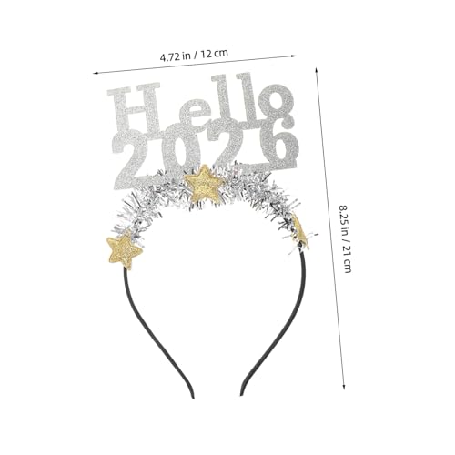 ULTECHNOVO 2 Stück Silbernes Year Hairband mit Hello Buchstaben Glänzende Stern dekoration Leichtes Komfortables Stirnband für Familienfeiern und Silvesterpartys von ULTECHNOVO