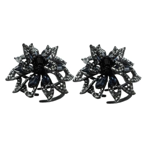 ULTECHNOVO 2 Stück Strass-Greifer im koreanischen Stil Blumenklammern für dickes Haar Krallenclip mit Strasssteinen Blumenklauenklammern für dünnes Haar Kristall von ULTECHNOVO