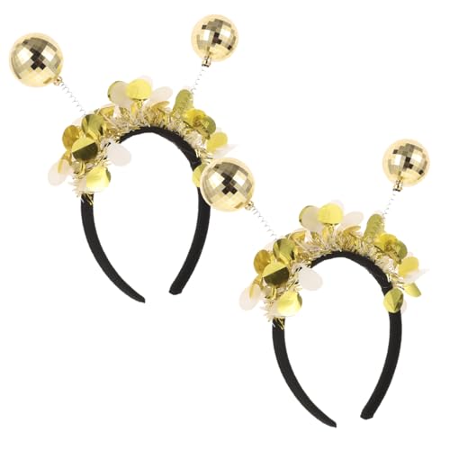 ULTECHNOVO 2 Stück Teiliges Goldfarbenes Disco Kugel Haarband Einzigartiges Party cosplay accessoire mit Komfortabler Passform für Weihnachten Geburtstage Silvester und Festliche Anlässe von ULTECHNOVO