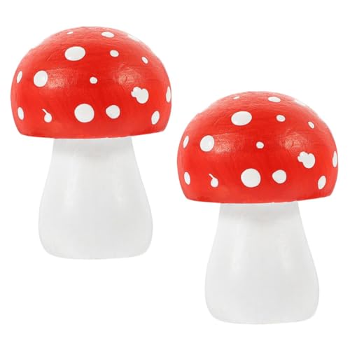 ULTECHNOVO 2 Stück Teiliges Holz Pilz Deko Kleine Handbemalte Pilze Stabile Holzfigur für Garten Mikro Landschaft Tisch und Wohnaccessoires Langlebige Natürliche Ornamente von ULTECHNOVO