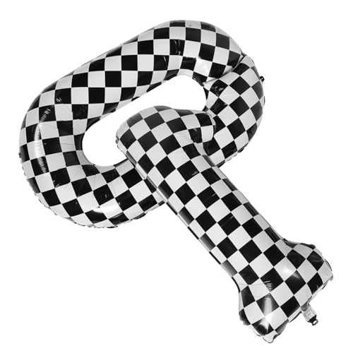 ULTECHNOVO 2 Stück Zwei Schwarze und Weiße Schachbrett Aluminium Folienballons Nummer Racing Party Deko für Jungen Geburtstagsfeier und Sport Themen Events von ULTECHNOVO