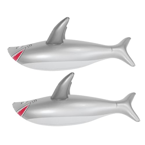 ULTECHNOVO 2 Stück aufblasbarer Hai Geburtstag Luft schwimmt Party outdoor interaktives Spielzeughai großes aufblasbares Hai-Poolspielzeug Hai-Schwimmbecken PVC Grey von ULTECHNOVO