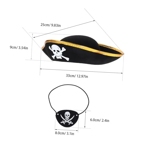 ULTECHNOVO 2-teiliges Piratenhut- Und Augenklappen-set Für Kinder Und Erwachsene Für Cosplay-maskenball-party-dekorationen, Halloween-zubehör, Piratenkostüm-zubehör von ULTECHNOVO