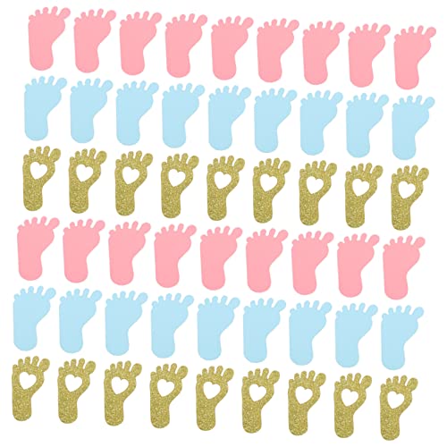 ULTECHNOVO 200 Stück Fußabdruck Konfetti Blau Gold Papierkonfetti für Gender Reveal Party und Babyparty Dekoration Leichtes Langlebiges Deko für Festliche und Fotos von ULTECHNOVO