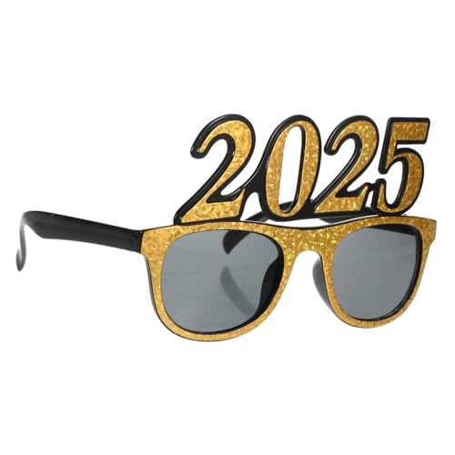 ULTECHNOVO 2025 Neujahrsvorräte Vorabend Lustige Partybrille Runden Lustige Brillengestelle Silvesterbrille Frohes Neues Jahr Brille Festival Lustige Neujahrsbrille Golden Stk von ULTECHNOVO