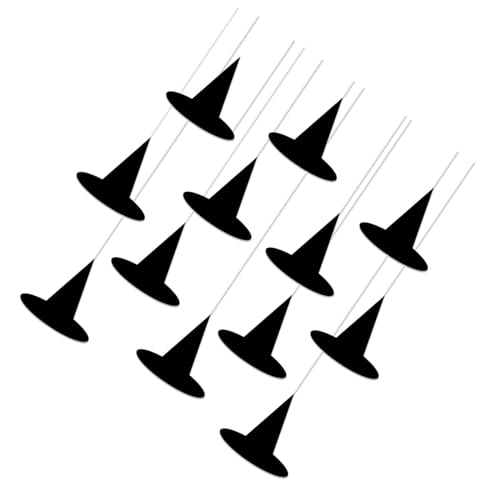 ULTECHNOVO 24 Stück Teiliges Halloween Hexenhut Dekorationsset Fliegende Schwarze Hexenhüte aus Papier mit Band Leichte Deko für Innen und Außenbereich Einfache Aufhängung für Party und Fest von ULTECHNOVO