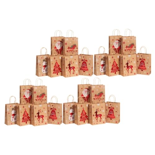 ULTECHNOVO 24 Stück Weihnachtsgeschenktüten aus Kraftpapier Tragbare Papiertüten mit Großem Fassungsvermögen für Süßigkeiten und Stilvolles Design für Feste und Feiern von ULTECHNOVO