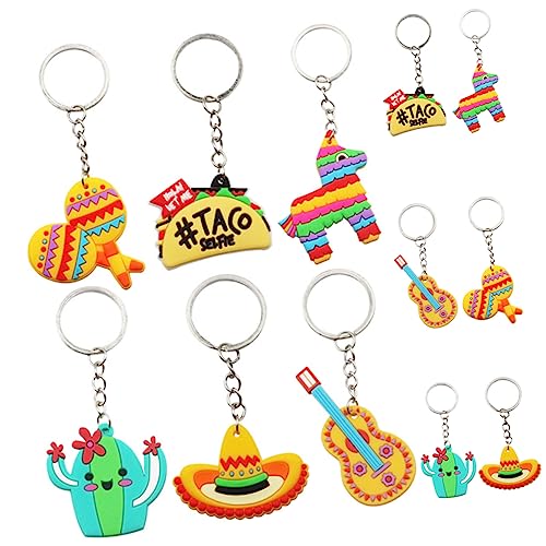 ULTECHNOVO 24Stücke Teiliges Mexikanische Schlüsselanhänger für Fiesta Party Cartoon Design Tolle Gastgeschenke für Karneval Sichere Materialien zur Schlüsselorganisation von ULTECHNOVO