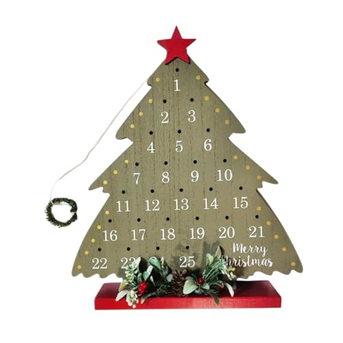 ULTECHNOVO 25 Countdown -Kalender Weihnachtsbaum Adventskalender Weihnachts-Countdown-Kalender intelligenter Kalender Adventskalender aus Holz Weihnachts-Countdown-Zeichen hölzern von ULTECHNOVO