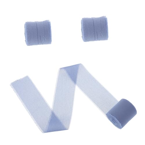 ULTECHNOVO 3 Rollen Chiffonband mit Fransen Nebelblau und Farbbeständig Vielseitig für Hochzeitsdekoration Geschenkverpackung Brautsträuße und Diy Basteln von ULTECHNOVO