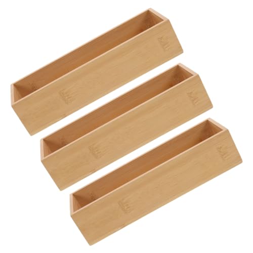 ULTECHNOVO 3 Stück Aufbewahrungsbox Aus Holz Schublade Fach Tablett Aus Holz Besteck-schubladen-organizer Kommode Aufbewahrungskorb Make-up-organizer Aus Bambus Pantry Organizer Bambus Beige von ULTECHNOVO