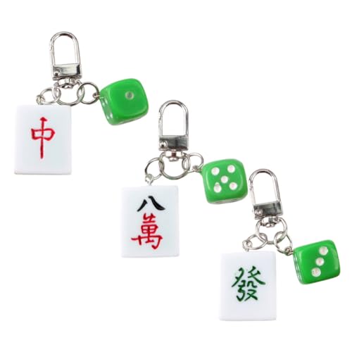 ULTECHNOVO 3 Stück Teiliges Mahjong Schlüsselanhänger Kreative Bag Charms aus Resin und Glücksbringer für Taschen Rucksack und Schlüssel Dekorative Anhänger für Täglichen Gebrauch von ULTECHNOVO