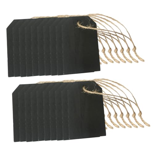 ULTECHNOVO 32 Stück Mini-Tafelanhänger Tafelschilder hängen Tafelzeichen für Lebensmittel Mini-Tafelschilder hängende Etiketten Holz-Tags Körbe Etiketten Hanging -Tags Buchsbaum Schwarz von ULTECHNOVO