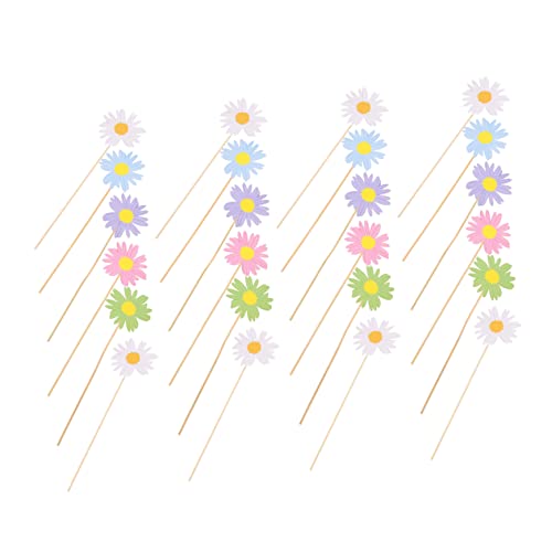 ULTECHNOVO 4 Sätze Blumen Cupcake Topper Dekorative Kuchenaufsätze Für Hochzeiten Und Partys Leichte Und Kreative Tortendeko Für Blumiges Für Feierlichkeiten Und Besondere 24 Stück * 4 von ULTECHNOVO