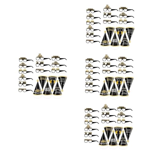 ULTECHNOVO 4 Sätze Neujahrsbrille Hut Futuristisch Lustig Erwachsene Jahr Hut Retro Funky Neujahrsparty-brillen Silvesterbrille Nye Partyhüte Neujahrshüte Papier 18 Stücke * 4 von ULTECHNOVO
