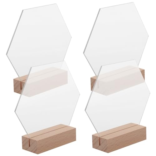 ULTECHNOVO 4 Stck Klares Sechseckiges Tischschild mit Holzständer Teiliges Transparente Hochzeitstischnummer DIY Blanko Sitzplatzschild Tischdekoration für Bankett und Party ULTECHNOVO 4 Stck Klares Sechseckiges Tischschild mit Holzständer Teiliges Transparente Hochzeitstischnummer DIY Blanko Sitzplatzschild Tischdekoration für Bankett und Party von ULTECHNOVO