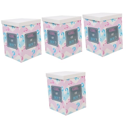 ULTECHNOVO 4 Stück Gender Revealing Box Gender Reveal Dekorationen Gender Reveal Party Dekorationen Boxen Babyparty Boxen Nummer Es Sind Dekorative Gender Reveal Boxen Rosa von ULTECHNOVO