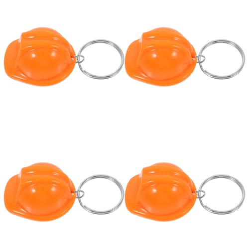 ULTECHNOVO 4 Stück Helm Schlüsselanhänger Bauhelm Mit Auto Schlüsselanhänger Cooles Bauzubehör Mini Bauhut Schlüsselanhänger Zubehör Kleiner Hut Schlüsselanhänger Orange Kunststoff von ULTECHNOVO