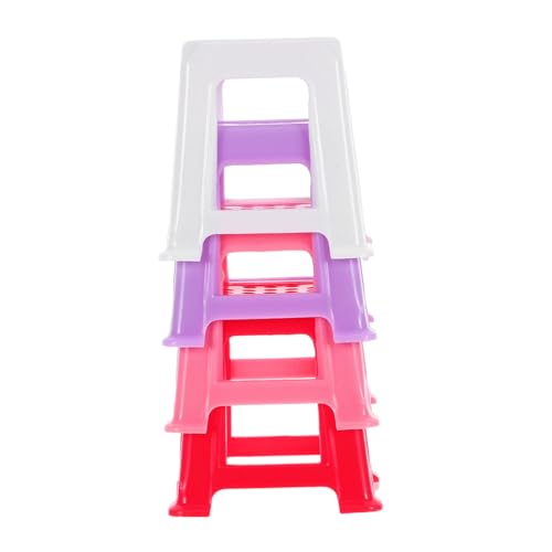 ULTECHNOVO 4 Stück Mini-Stuhlmodell Mini-Stuhl-Modell Miniaturmöbel für Puppenstuben kleiner Hocker Puppenhaus Zubehör Farbige Mini Stühle Miniaturmodellmöbel Puppenstubenbank Plastik von ULTECHNOVO