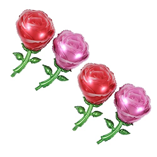 ULTECHNOVO 4 Stück Rosenballon Rosa Partydekorationen Folienballons Pastell Luftballons dekorativ valentinstag liefert valentinstag luftballons Partyballons Aluminiumfolie von ULTECHNOVO