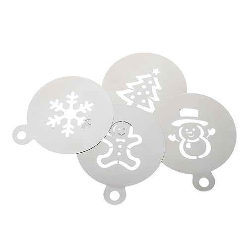 ULTECHNOVO 4 Stück Teiliges Cake Stencils mit Weihnachtsmotiven Stabile Backschablonen für Kuchen Cupcakes und Kaffee Dekoration Fein Verarbeitet Langlebig und Flexibel zum Backen und von ULTECHNOVO