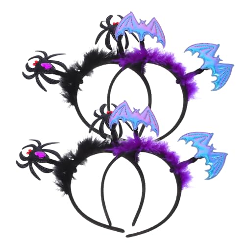ULTECHNOVO 4 Stück Teiliges Halloween Haarreif Flexible Spinnen und Fledermaus Haarbänder Hautfreundlich Passend für Erwachsene für Halloween Party und Kostümzubehör von ULTECHNOVO