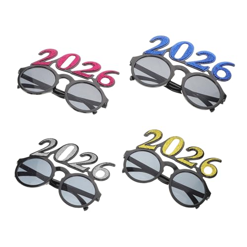 ULTECHNOVO 4-teilige Neujahrsbrillen: Glitzerndes 2026-partyzubehör Für Lustige Feste – Neujahrs-fotobrillen Für Abschlussfeiern Und Feiertagsveranstaltungen von ULTECHNOVO