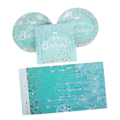 ULTECHNOVO 41 Stück Geburtstagsparty Liefert Glitzer-partyzubehör Glitzerpartydekorationen Partyzubehör Für Frauen Partygeschirr Alles Zum Geburtstag Servietten Light Green Polyester von ULTECHNOVO