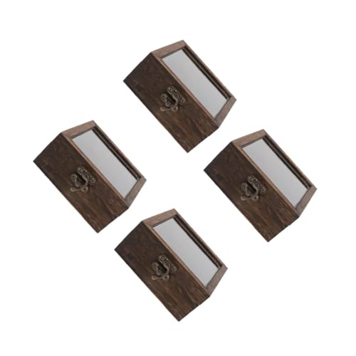 ULTECHNOVO 4Er-Box Kästchen mit Insektenproben Probenanzeige Schattenboxen zum Selbermachen Vitrine für gepresste Blumen Ausstellung der Steinsammlung Shadowbox-Bilderrahmen Holz Light Brown von ULTECHNOVO