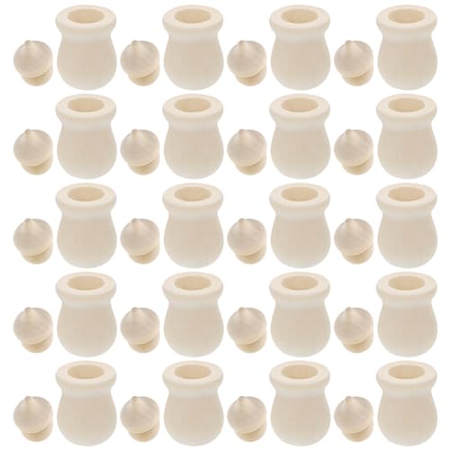ULTECHNOVO 5 Boxen DIY Holzgefäße Unbemalte Holztöpfe für Kreatives Malen Bastelspielzeug für Spielzimmerdeko und Geschenkideen von ULTECHNOVO