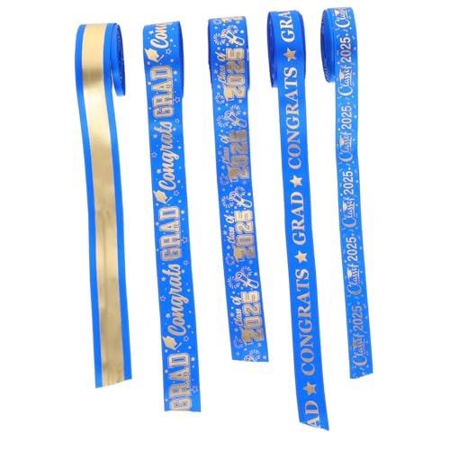 ULTECHNOVO 5 Rollen Graduation Geschenkband Breit Polyester Schleifenband für Diy Dekorationen Blumensträuße Party Abschlussfeier Zubehör Blaue Farmhouse Ribbon Alternative von ULTECHNOVO