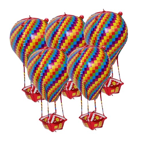 ULTECHNOVO 5 Stück Aluminium Folienballons Heißluftballonform Bunte Party Deko Geburtstag Festival Klassenzimmer Dekoration Langlebig und Einfach zu Befestigen von ULTECHNOVO