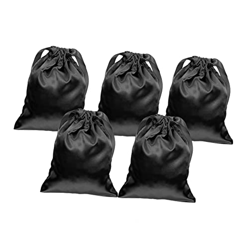 ULTECHNOVO 5 Stück Kordelzug Schmuckaufbewahrungstaschen Vielseitige Kosmetiktaschen aus Strapazierfähigem für Schmuck Uhren und Kosmetik Schwarz für Reisen und Alltag von ULTECHNOVO