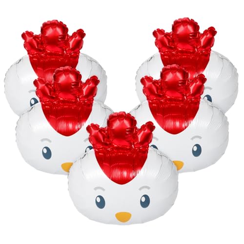 ULTECHNOVO 5 Stück Küken-ballon Geburtstagsballons Aus Aluminium Huhn-geburtstagsdekoration Luftballons Zum Thema Bauernhof Hühneraluminiumballon Luftballons Mit Nutztieren Aluminiumfolie von ULTECHNOVO