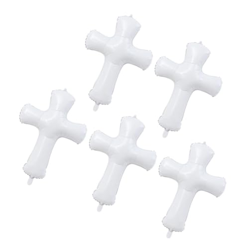 ULTECHNOVO 5 Stück Taufballons Ballonkreuz Katholisch Folienballon Party Ballons Zur Taufe Kreuzen Kernstück Mit Junge Dekorationen Erste Gemeinschaft Ballon in Kreuzform Weiß Aluminiumfolie von ULTECHNOVO