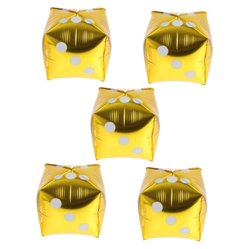 ULTECHNOVO 5 Stück Teiliges Würfel Folienballon Gold Dekorative Aluminiumfolie für Hochzeiten und Geburtstagsfeiern Partydekoration und Spiel Accessoires von ULTECHNOVO