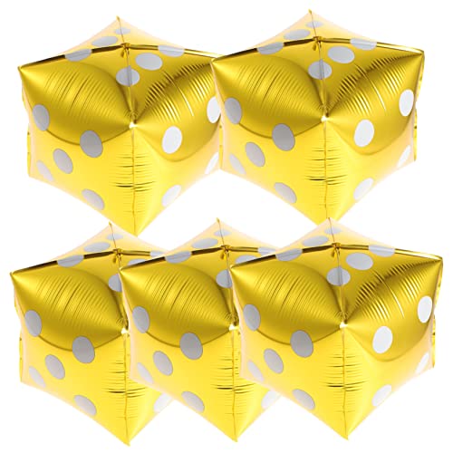 ULTECHNOVO 5 Stück Würfel Folienballons Gold Aluminiumfolie Würfel Luftballons Partydekorationen Thema für Fotohintergrund und Feierlichkeiten ULTECHNOVO 5 Stück Würfel Folienballons Gold Aluminiumfolie Würfel Luftballons Partydekorationen Thema für Fotohintergrund und Feierlichkeiten von ULTECHNOVO